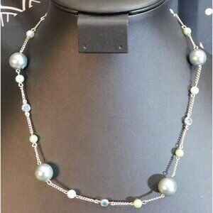Mermaidcore Blue And Green Faux Pearl Station Necklace